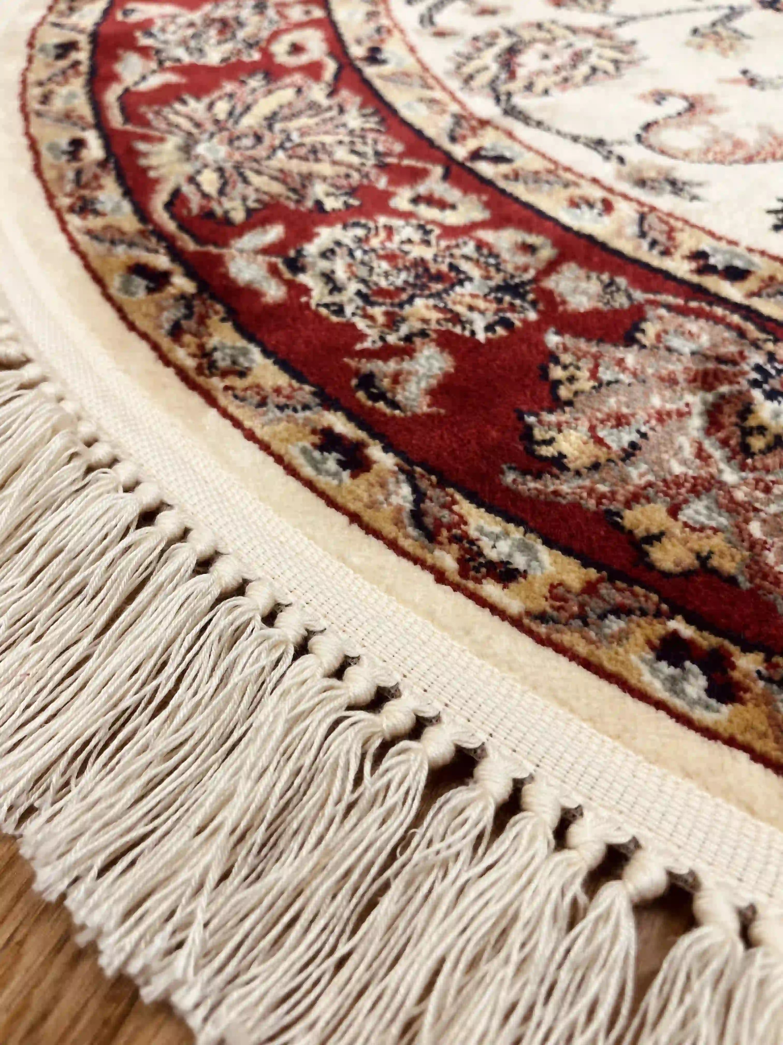 שטיח עגול פרסי משי 233 02 בז'/אדום | silk