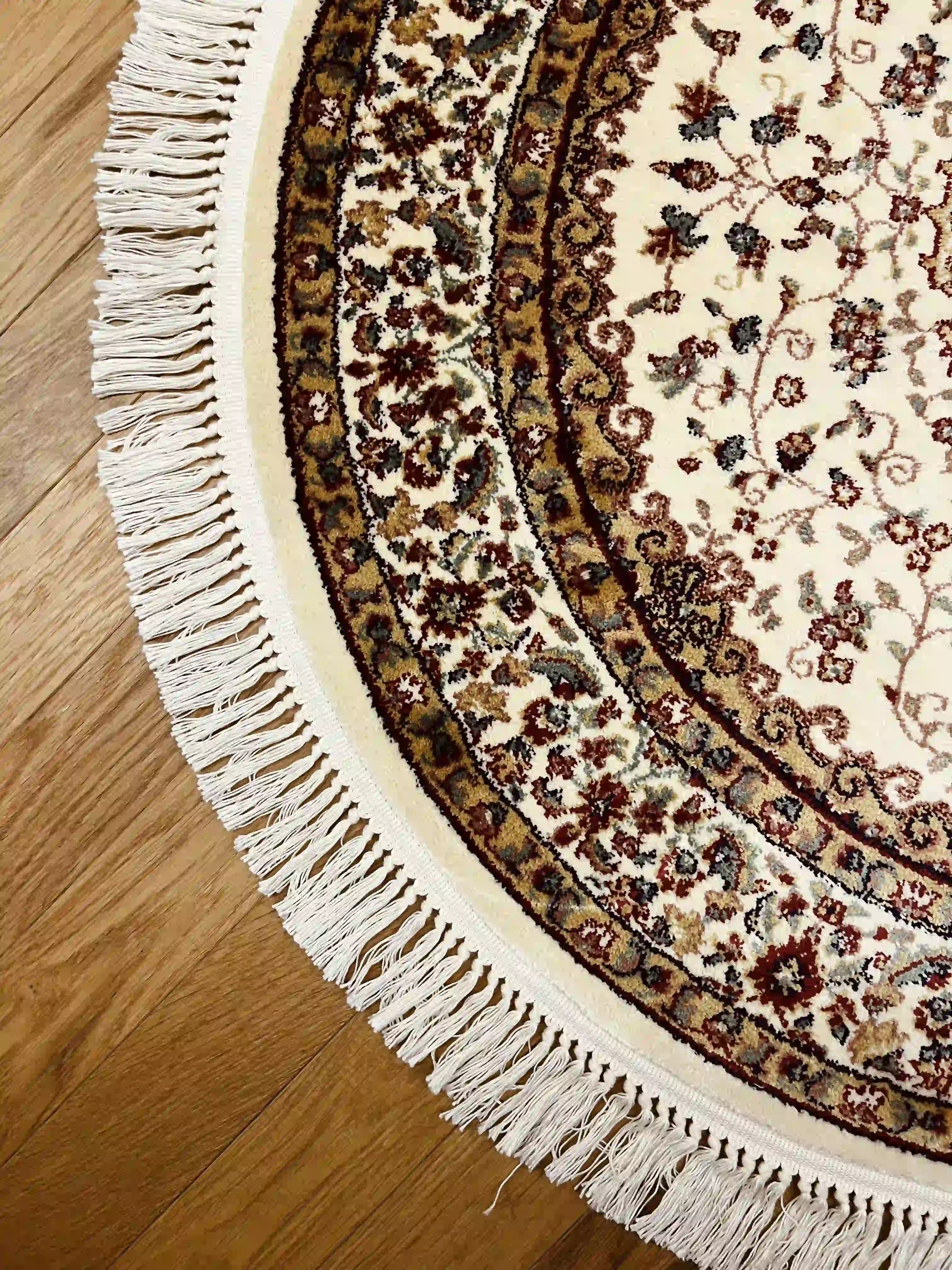 שטיח עגול פרסי משי 233 03 בז' | SILK