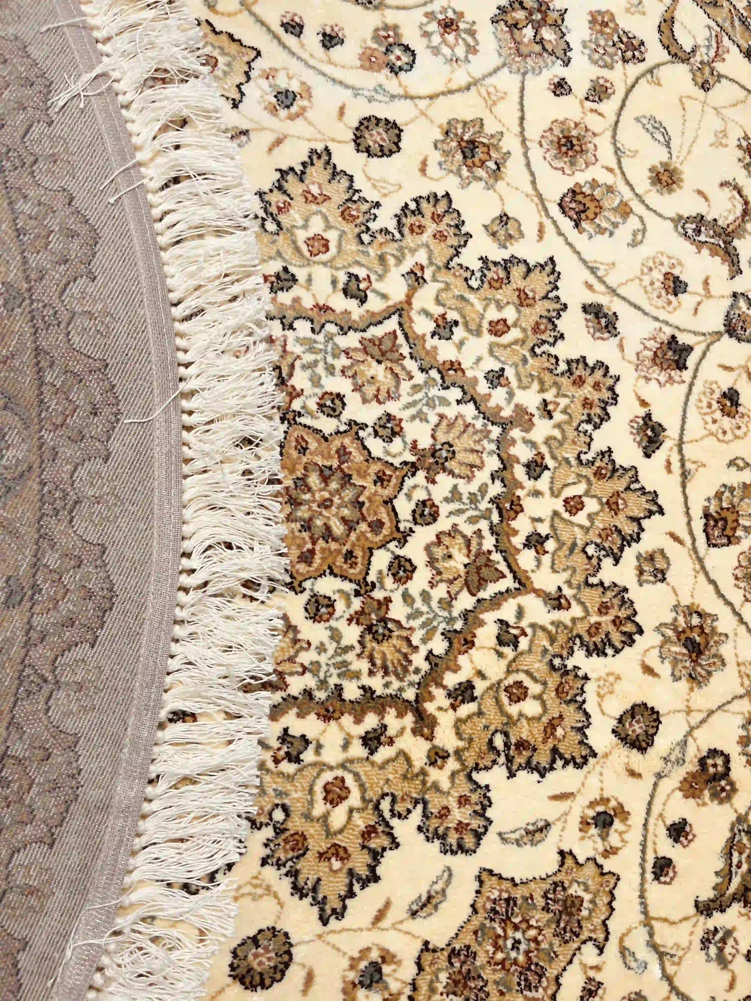 שטיח עגול פרסי משי 232 02 בז' | SILK
