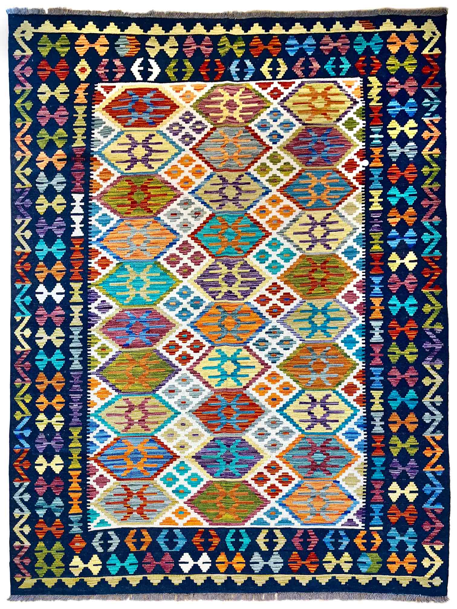 שטיח קילים מסגרת 665 כחול-כהה/צבעוני 245*179 | KILIM