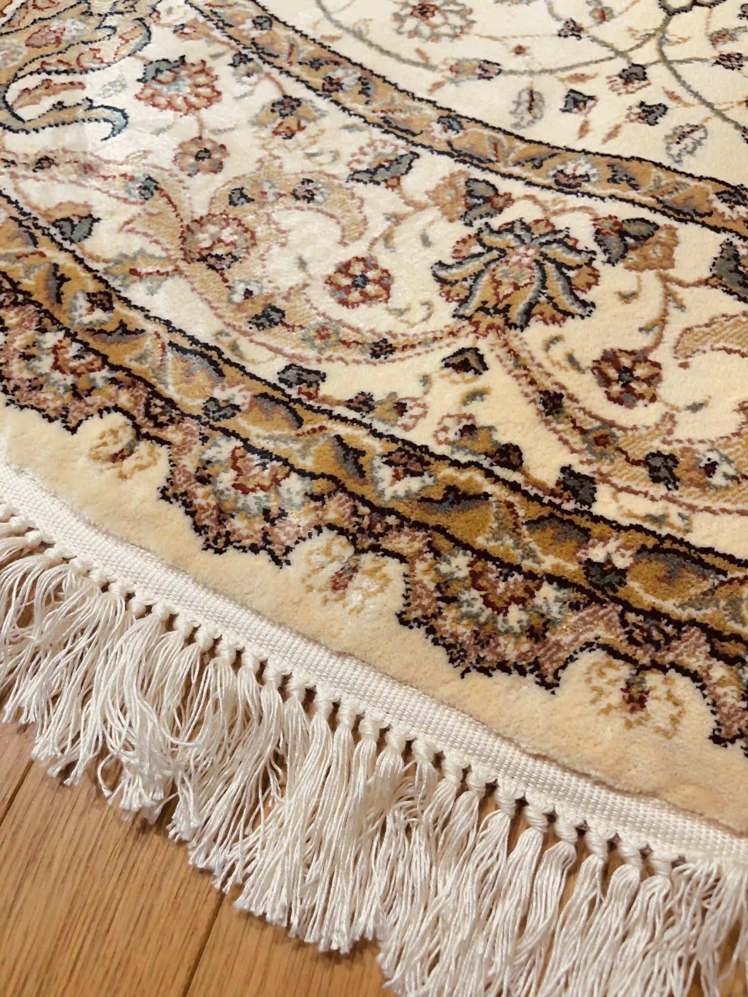 שטיח עגול פרסי משי 232 02 בז' | SILK