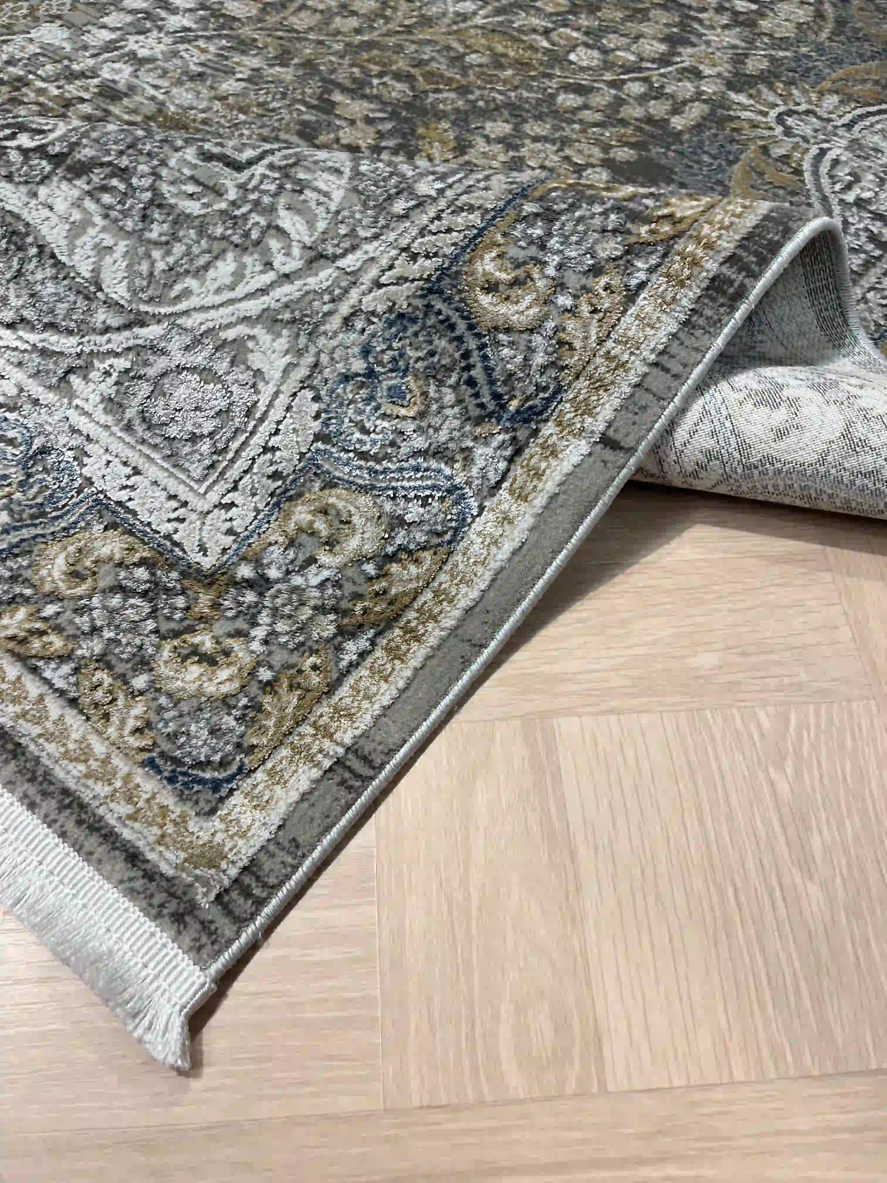 שטיח בוטיק 416 01 אפור/זהב/כחול | BOUTIQUE