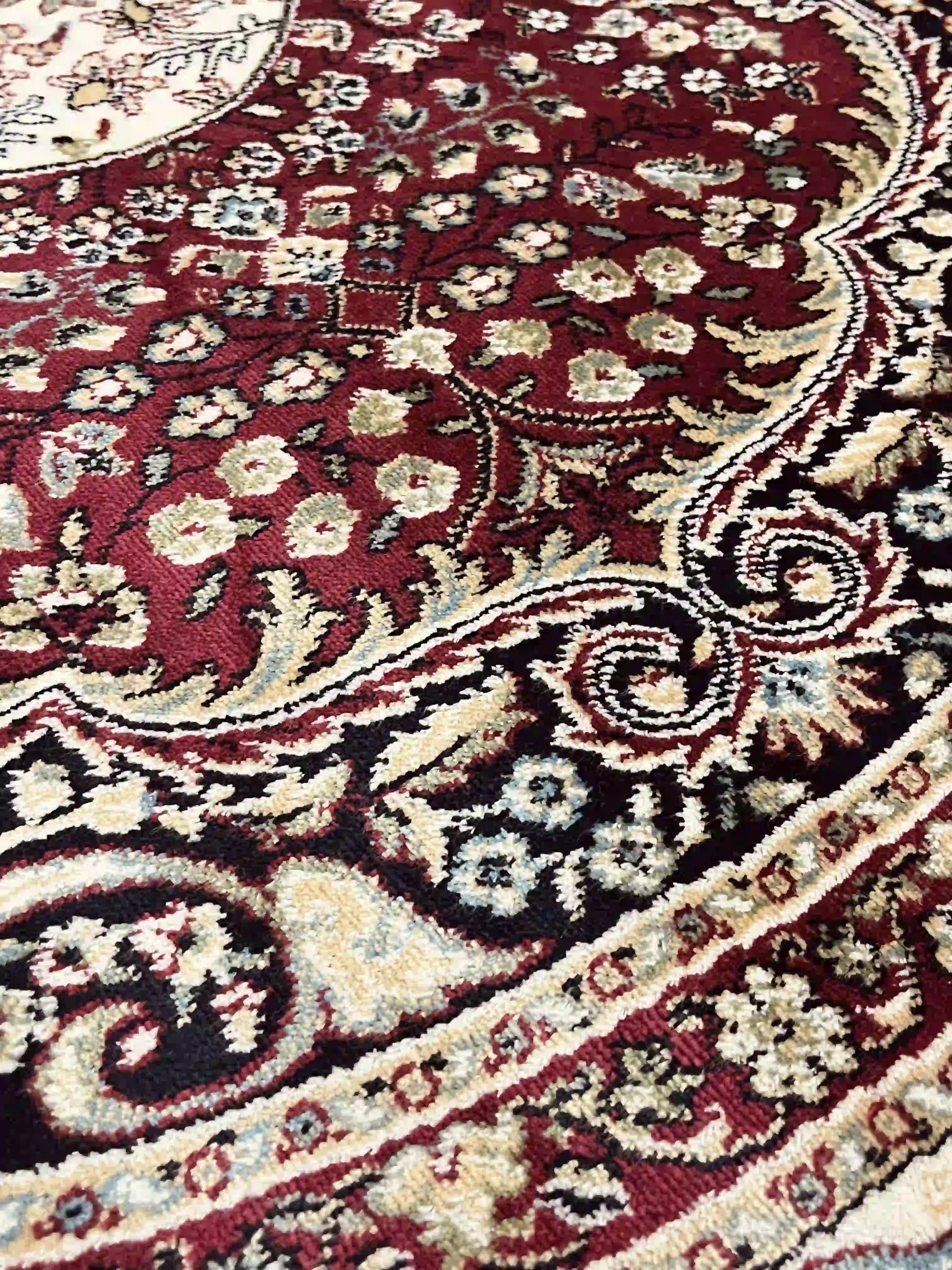שטיח עגול משי 639 02 אדום/בז' | SILK