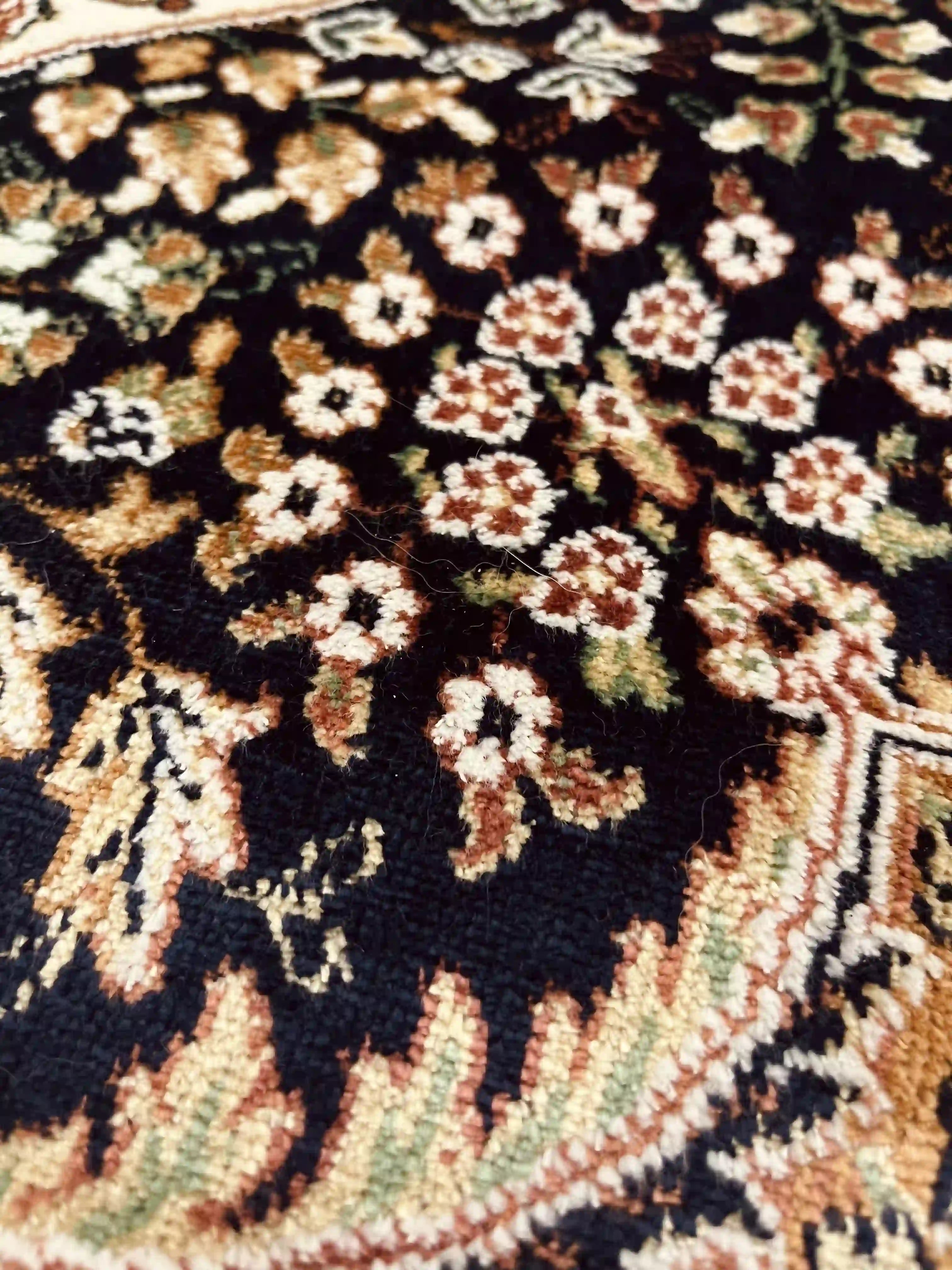 שטיח עגול וינטג' משי 639 03 כחול נייבי | SILK
