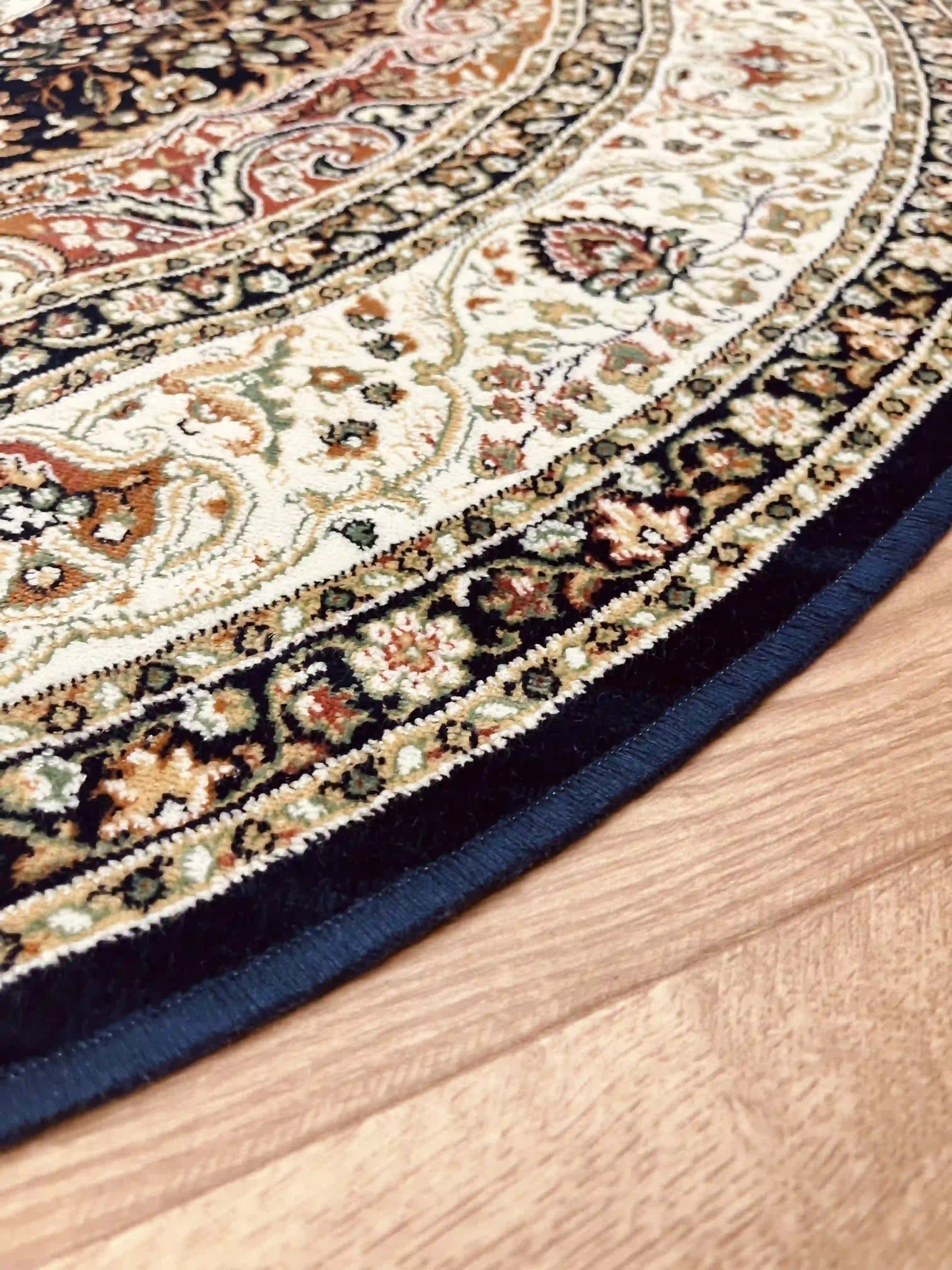 שטיח עגול וינטג' משי 639 03 כחול נייבי | SILK