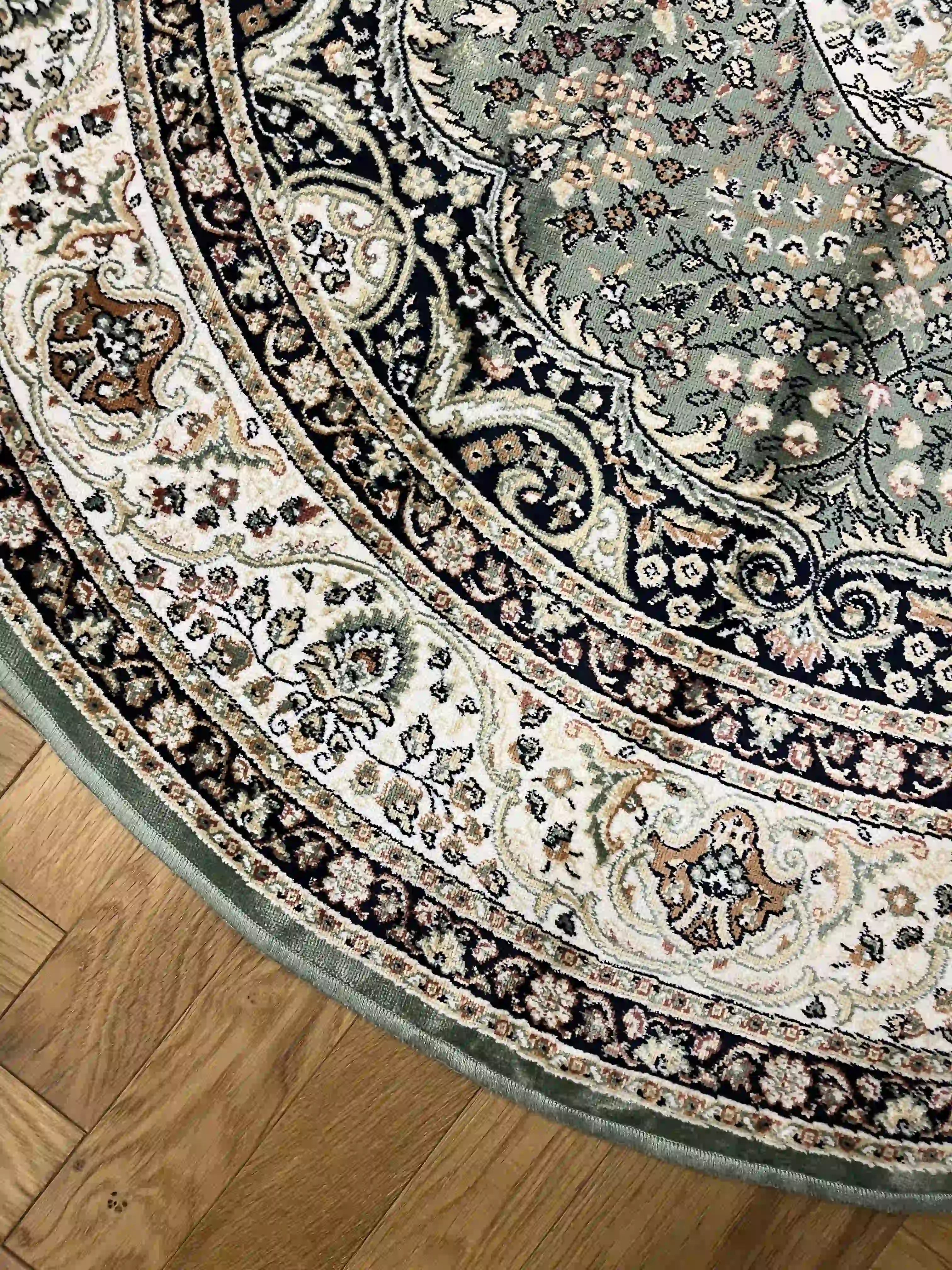 שטיח עגול וינטג משי 639 05 ירוק | SILK
