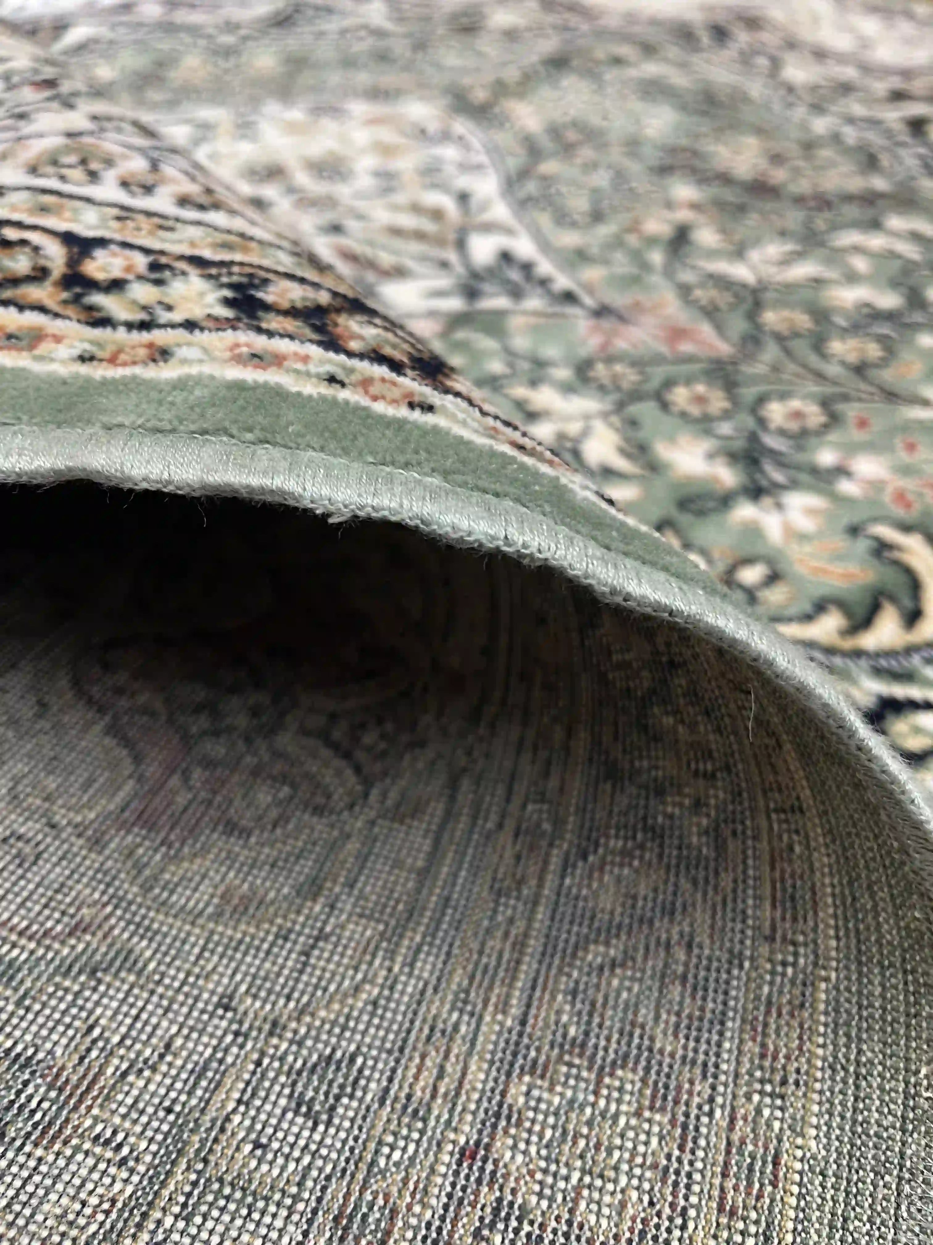 שטיח עגול וינטג משי 639 05 ירוק | SILK