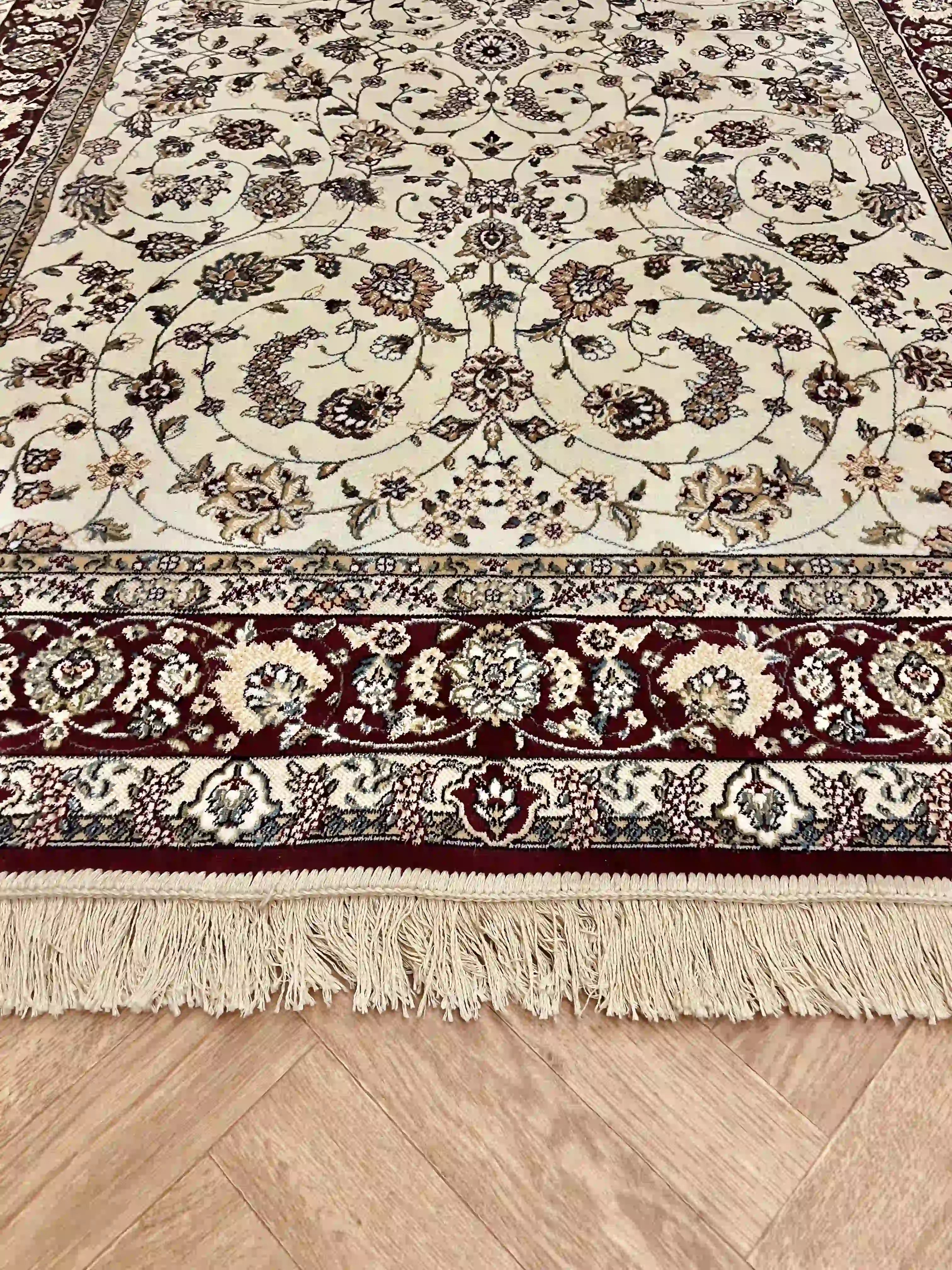 שטיח מסגרת דגם פרסי משי 639 07 אדום/בז' | SILK