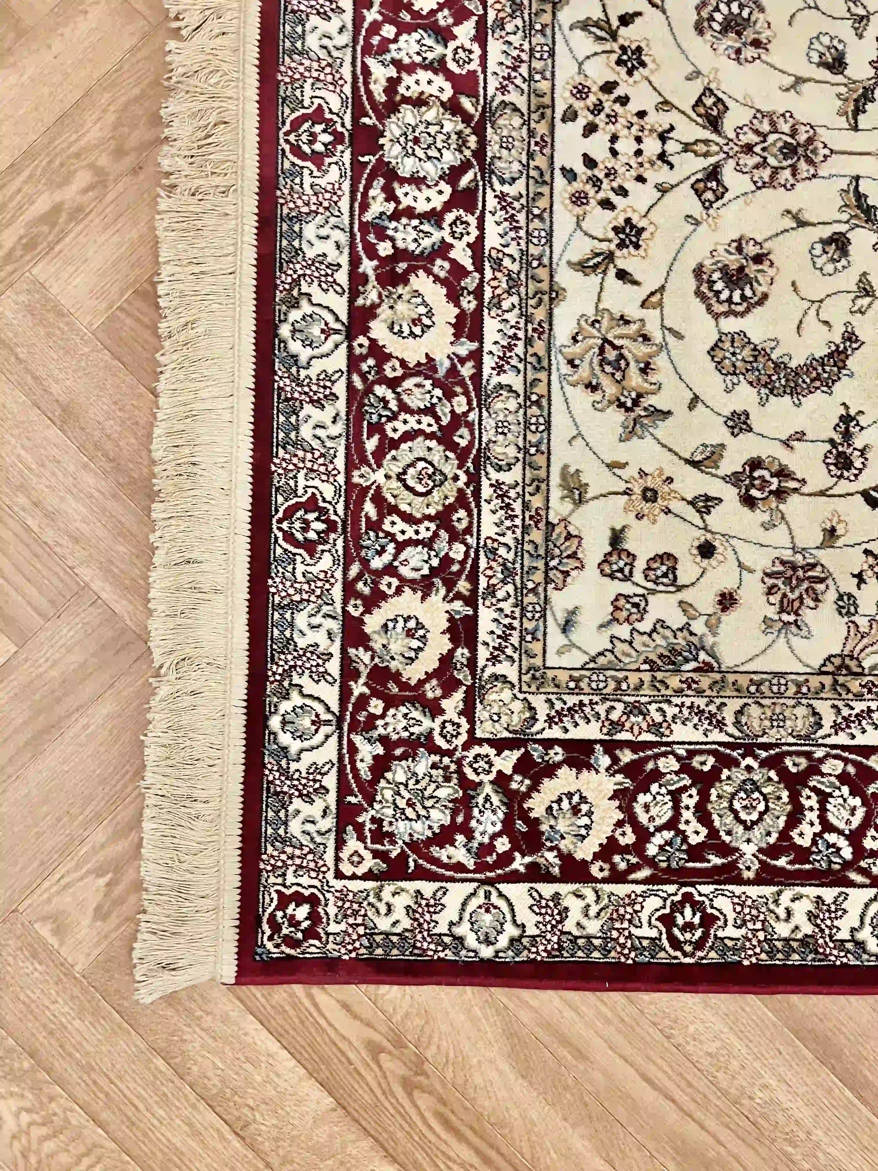 שטיח מסגרת דגם פרסי משי 639 07 אדום/בז' | SILK