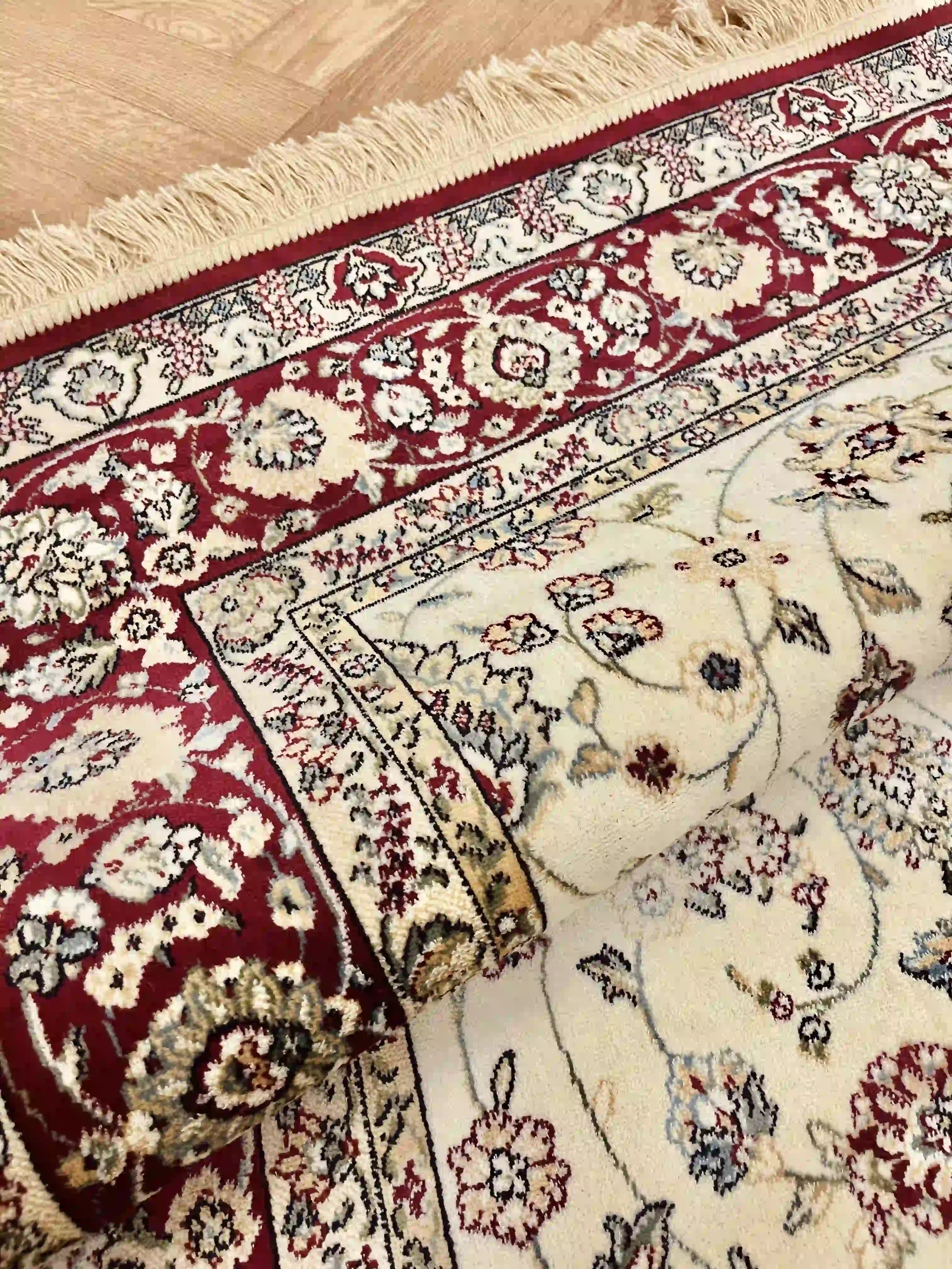 שטיח מסגרת דגם פרסי משי 639 07 אדום/בז' | SILK