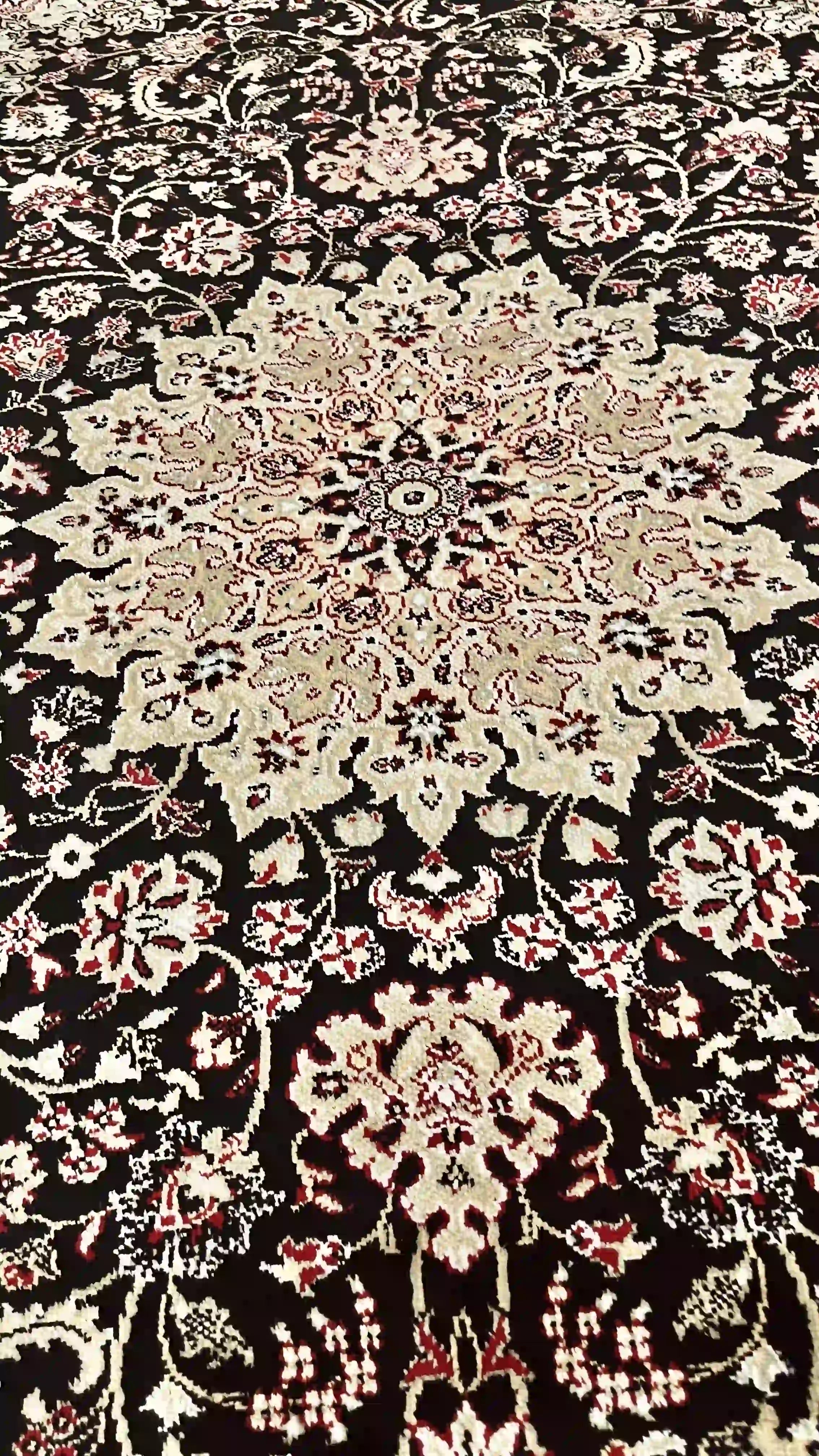 שטיח דגם פרסי משי 639 09 שחור/בז' | SILK