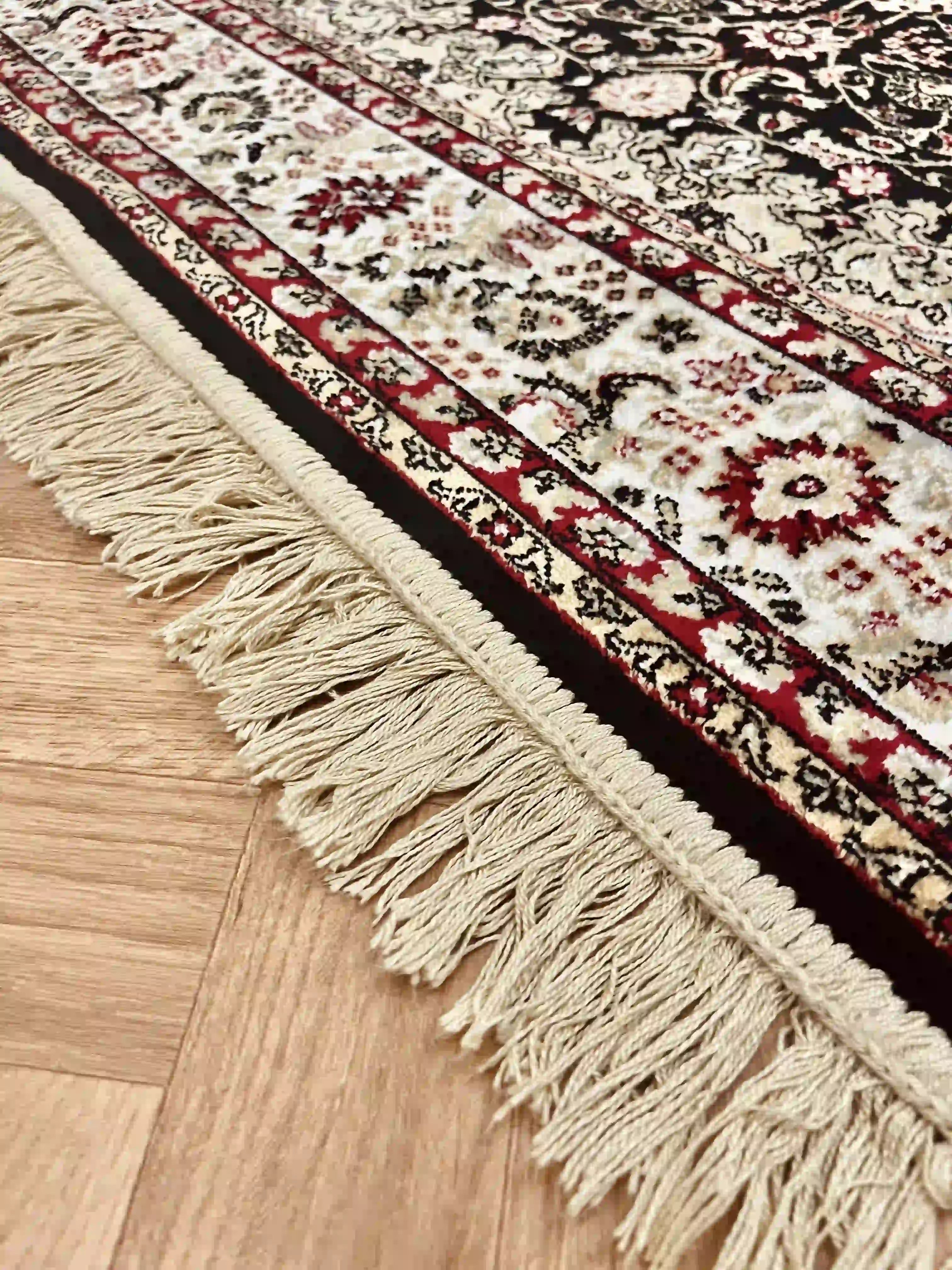 שטיח דגם פרסי משי 639 09 שחור/בז' | SILK