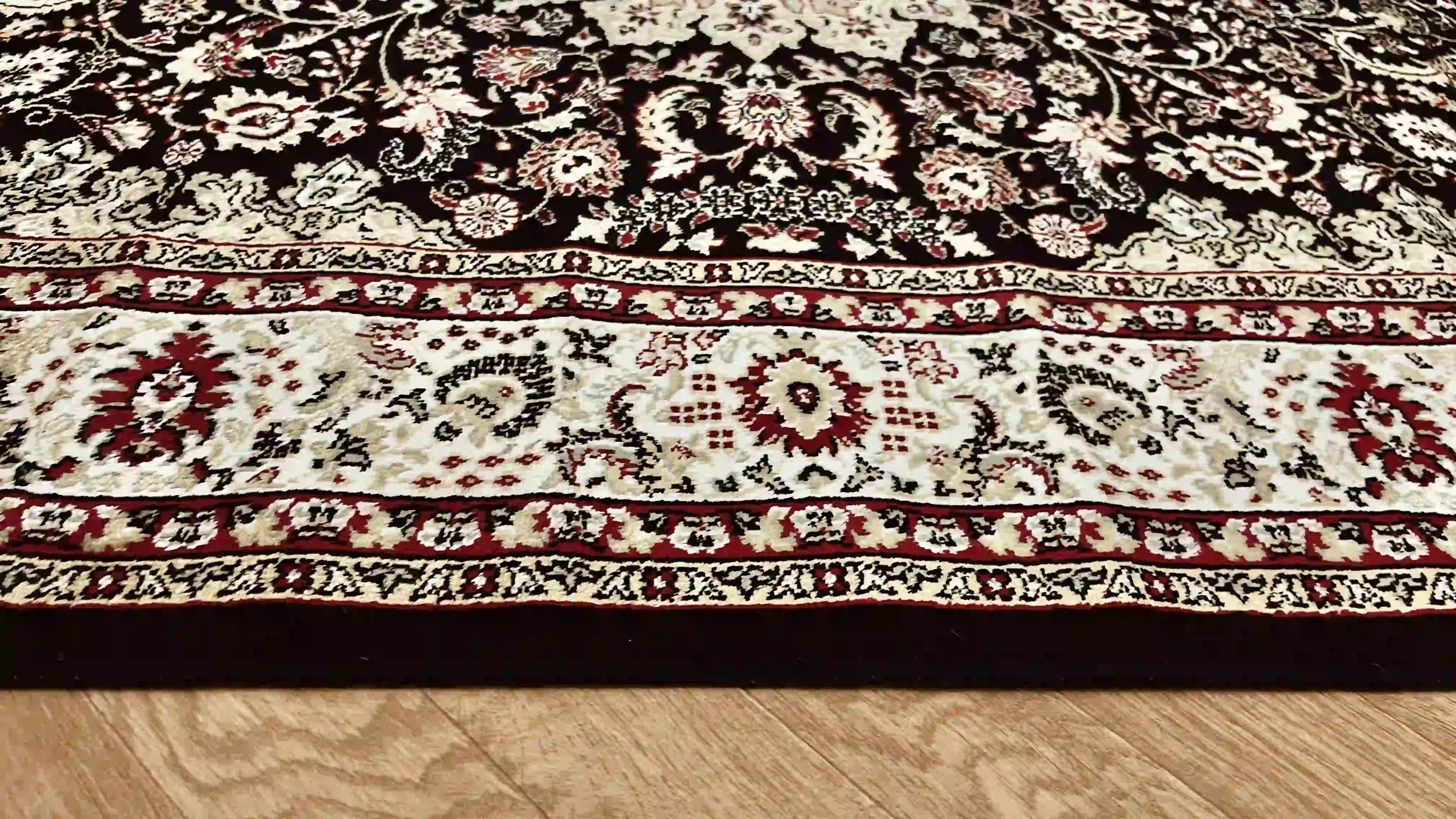 שטיח דגם פרסי משי 639 09 שחור/בז' | SILK
