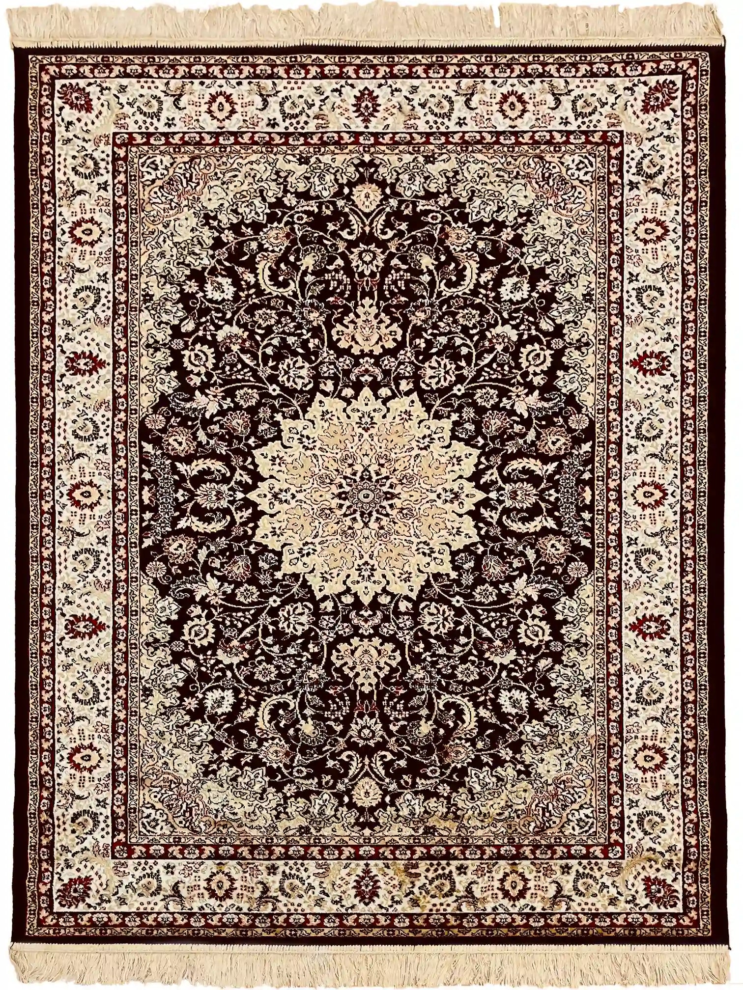 שטיח דגם פרסי משי 639 09 שחור/בז' | SILK