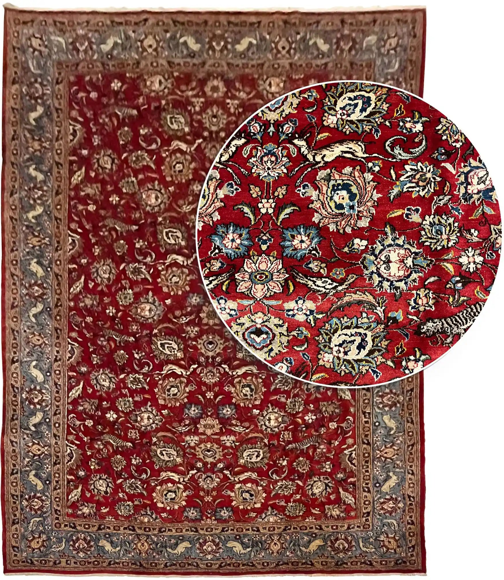 שטיח טבריז עתיק עבודת יד 919 אדום/כחול 325*220 | TABRIZ