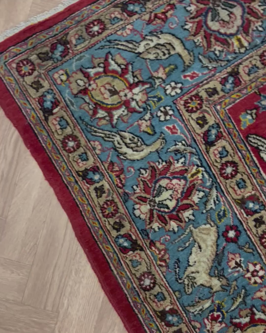 שטיח טבריז עתיק עבודת יד 919 אדום/כחול 325*220 | TABRIZ