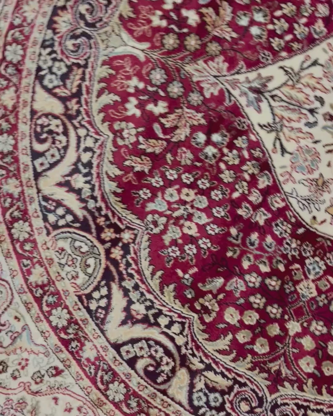 שטיח עגול משי 639 02 אדום/בז' | SILK
